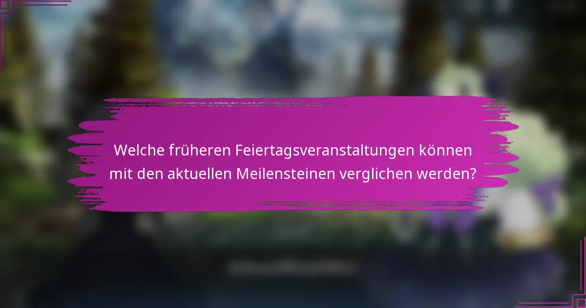 Welche früheren Feiertagsveranstaltungen können mit den aktuellen Meilensteinen verglichen werden?